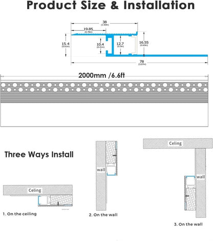 Besseto 4-Pack Plaster-In LED Channel 6.6ft Trimless Drywall Aluminum New