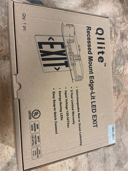 Commercial Exit Sign LED Recessed Mirror Acrylic Battery Backup UL 120V