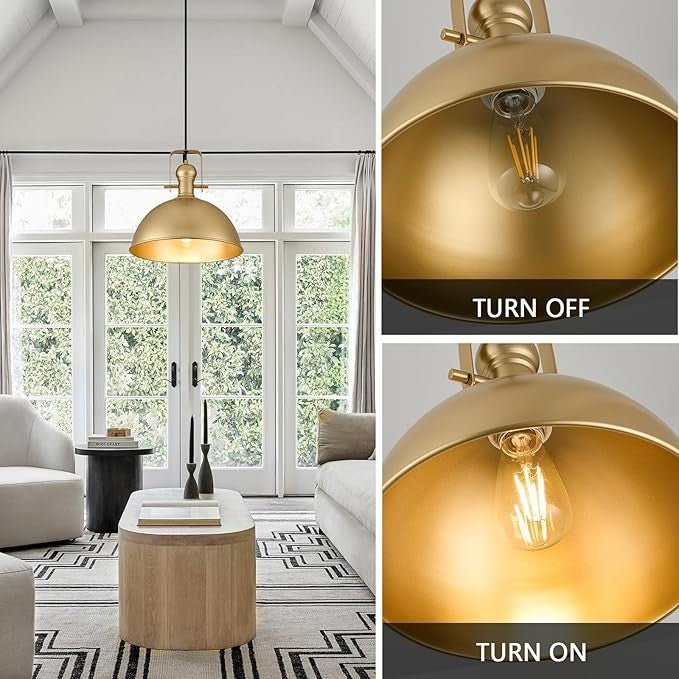12 Inch Gold Farmhouse Pendant Lights 3 Pack Kitchen Island Matte Dome Adjustabl