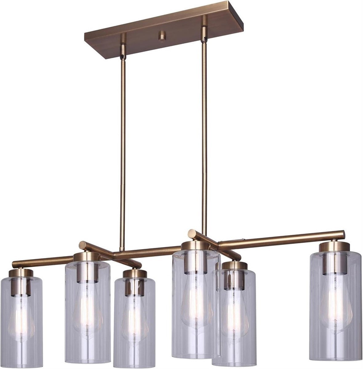 Canarm Jett ICH671B06GD 6-Light Antique Gold Chandelier Clear Glass 34.5" New