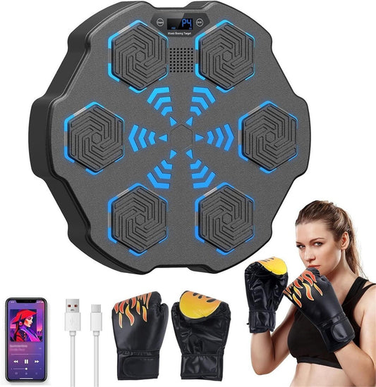 Music Boxing Machine Bluetooth Wall Mounted Trainer Gloves Kids Adults Workout