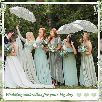 Clear Wedding Umbrellas 12 Pack 41 Inch Stick Wood Handle Bridal Bulk Photo Prop