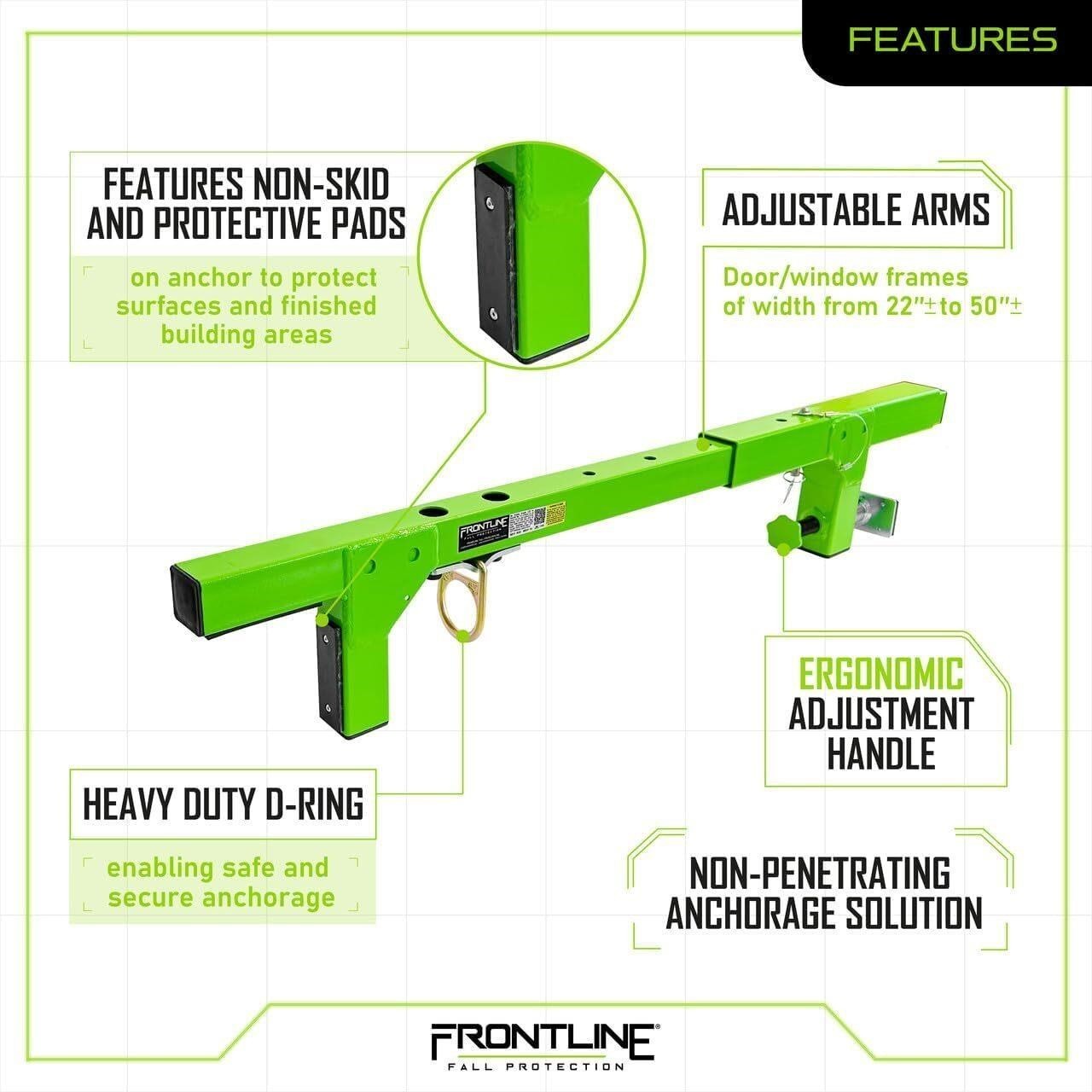 Frontline WDJ50 Door Jamb Anchor Non-Penetrating 50" Fall Protection OSHA New